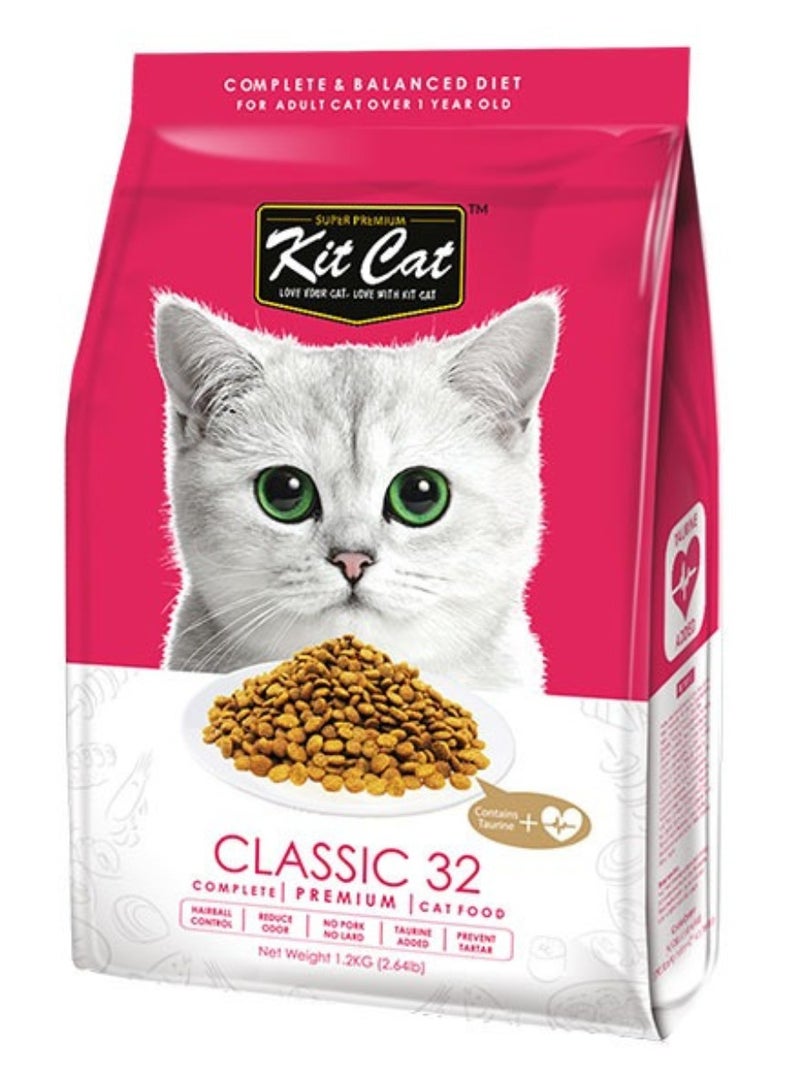 Kit Cat Cat Food Dry For Adult Cats Beef Flavor - 1.2kg -  Cat Dry Food Complete Nutrition with Taurine - Heart & Digestive Health - High-Quality Dry Food for Adult Cats - Image 1