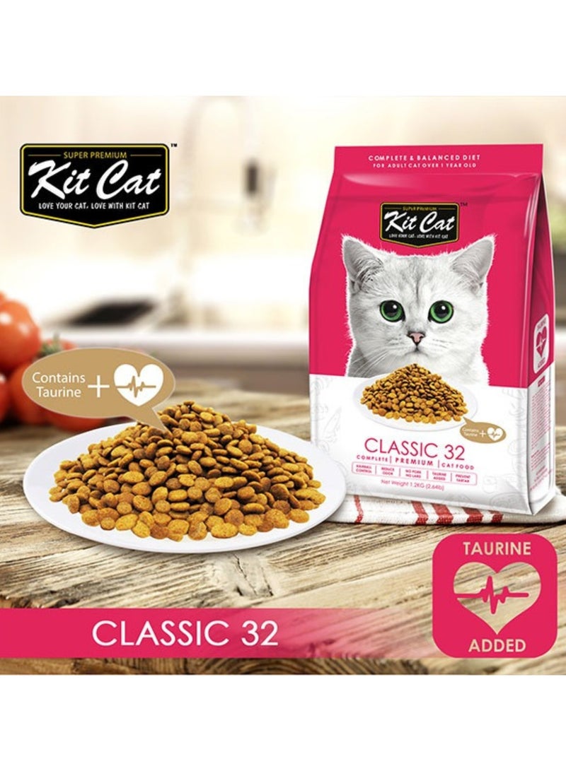 Kit Cat Cat Food Dry For Adult Cats Beef Flavor - 1.2kg -  Cat Dry Food Complete Nutrition with Taurine - Heart & Digestive Health - High-Quality Dry Food for Adult Cats - Image 2
