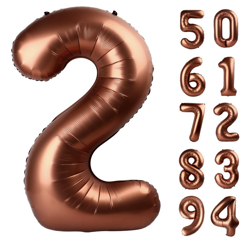 IWERP Dark Brown 2 Balloon, Coffee Brown Number Balloons 40 Inch, Chocolate 2nd Balloon Number Birthday Decorations, Second Two Birthday Party Supplies, Number 2 - Image 1