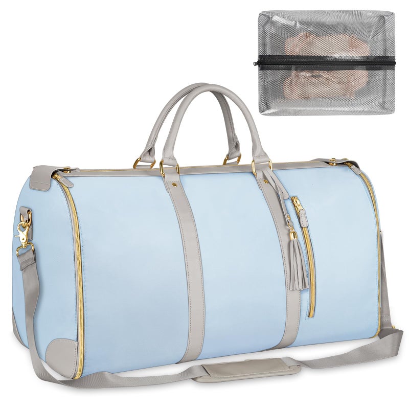 Ytonet Garment Duffle Bags for Travel, Convertible Travel Garment Bag with Shoulder Strap, Large Carry on Garment Bag Overnight Bag for Women with Shoe Pouch, 2 in 1 Hanging Suitcase Travel Bags, Blue - Image 1