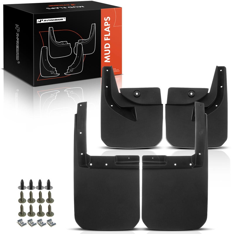 A-Premium A-Premium Set of 4PCS Mud Flaps Splash Guards Mudguards Mudflaps with Hardware Kits Accessory Compatible with Jeep Wrangler, 2018-2022, Sport Utility, Black Color, Front LH RH and Rear LH RH - Image 1