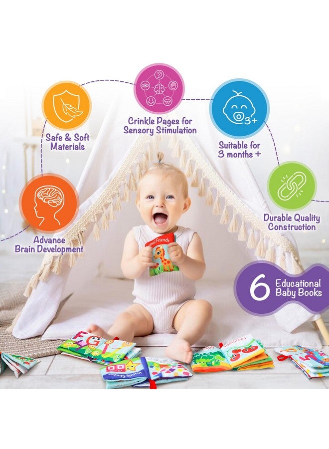 BabyBibi Cloth Books for Babies (Set of 6) - Premium Quality Soft Books for Babies. Touch and Feel Crinkle Paper. Cloth Books for Early Children's Development. - Image 3