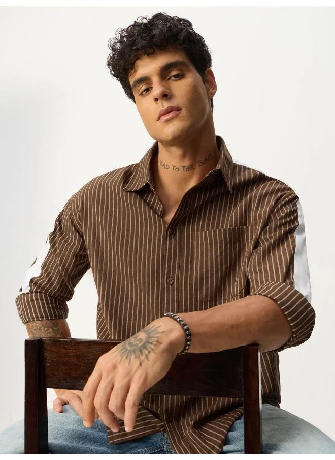 The Souled Store The Souled Store Men Striped Cherry Wood White/Red Shirts