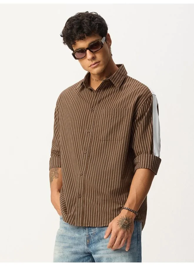 The Souled Store The Souled Store Men Striped Cherry Wood White/Red Shirts