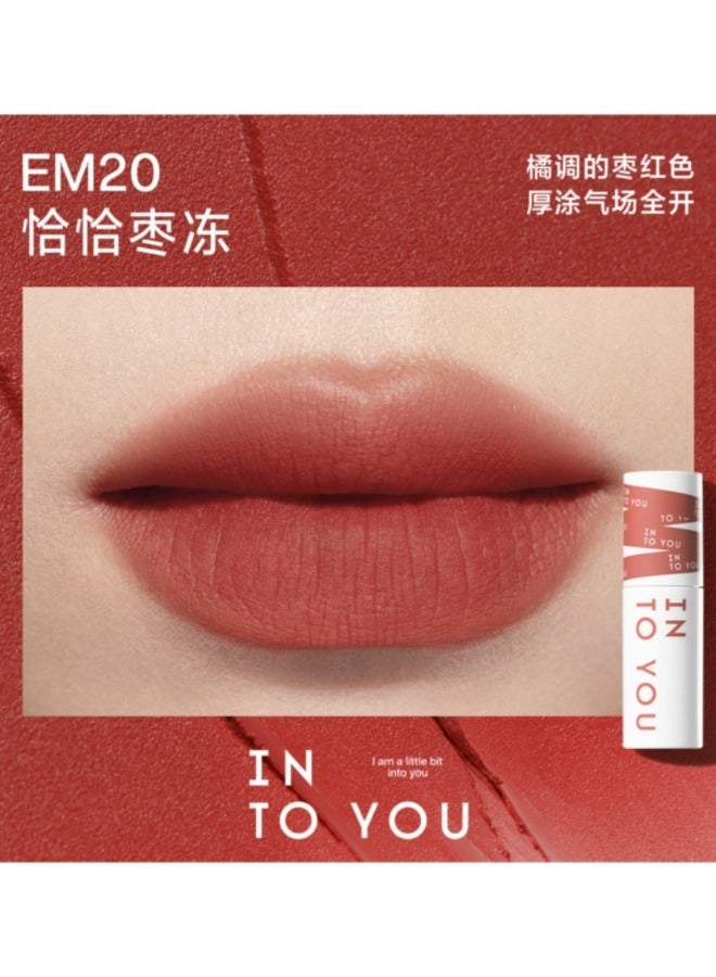 INTO YOU EM20 Perfect Date Red Lip Mud - Bold Orange-Red for Unforgettable Moments