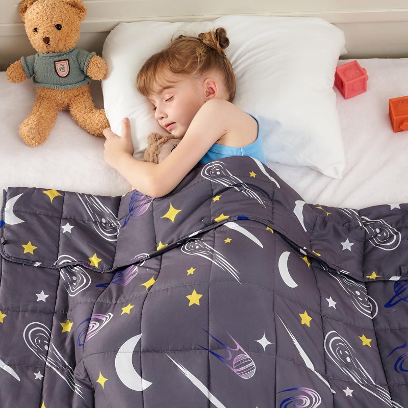 yescool Star Weighted Blanket 5 Pounds Cooling Weighted Lap Blanket Galaxy Moon Heavy Blankets for Sleeping Weighted Throw Blankets for 4060lbs 36x48