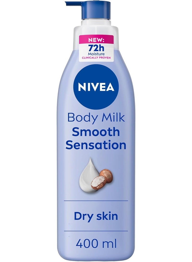 NIVEA Body Lotion Milk for Dry Skin, Shea Smooth, with Deep Moisture Serum, 48H of Indulging Moisture Care, 400ml (Packaging may vary) - Image 1