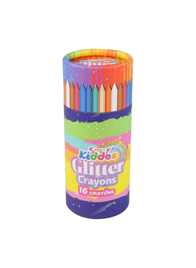 SMILY KIDDOS Smily Kiddos Glitter Crayons 16ct Multi-Colored Glitter Crayons for kids  - Image 1