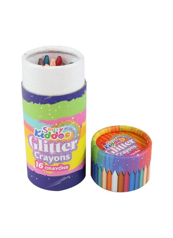 SMILY KIDDOS Smily Kiddos Glitter Crayons 16ct Multi-Colored Glitter Crayons for kids  - Image 5