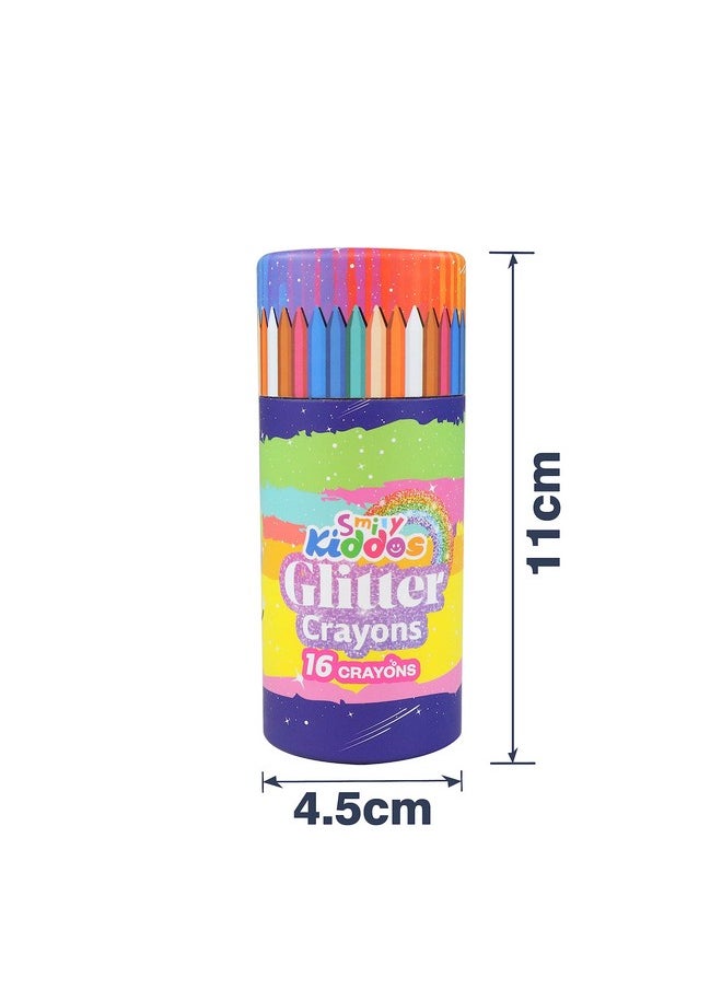SMILY KIDDOS Smily Kiddos Glitter Crayons 16ct Multi-Colored Glitter Crayons for kids  - Image 2