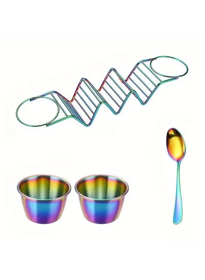 1 Set Stainless Steel Multi Tier Taco Rack With Serving Tray Modern Kitchenware - Image 1