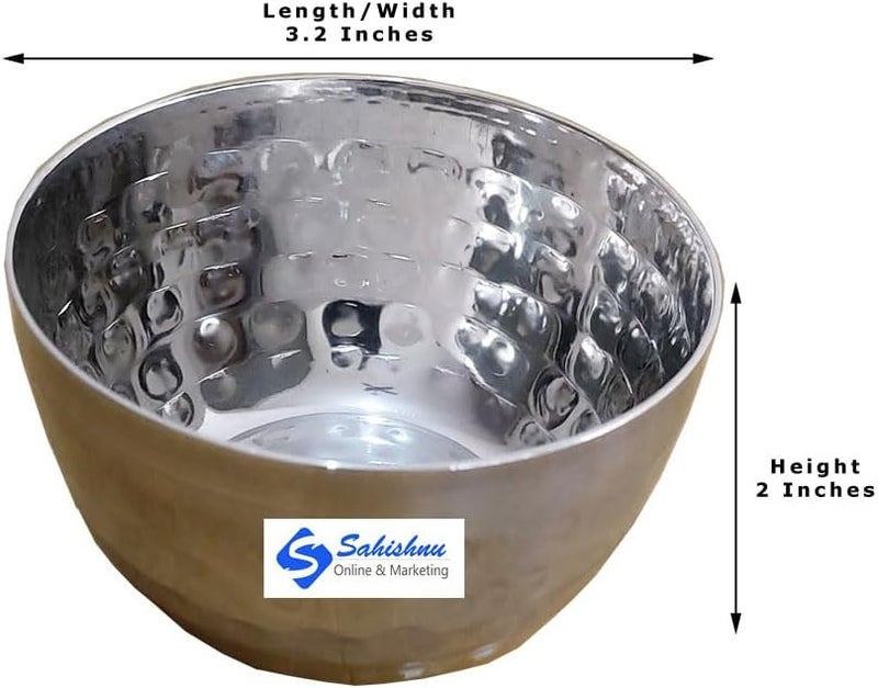 Sahishnu Online And Marketing Indian Dinnerware Stainless Steel traditional Hammer Style dinner Set of Thali BowlsGlass and Spoons Silver - Image 5