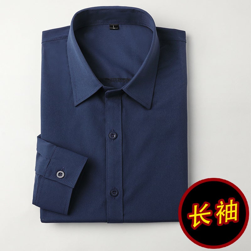 Mens Long-sleeved Summer White Shirt Business Professional Work Dress Short-sleeved Shirt dark gray Black Spring and Autumn Shirt Long-sleeved shirt navy blue