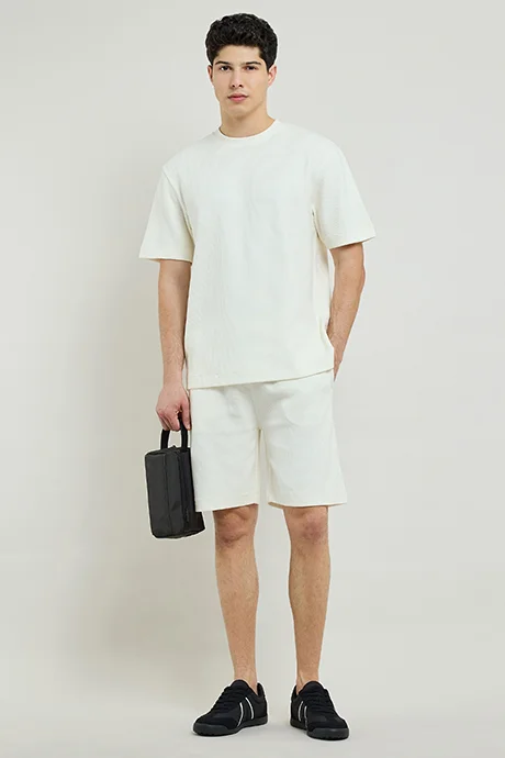 R&B Textured Shorts with Drawstring Waist