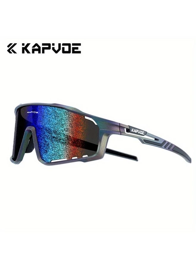 Carbon Fiber Pattern Cycling Glasses Waterproof Oleophobic Lens Color Twenty One - Image 1