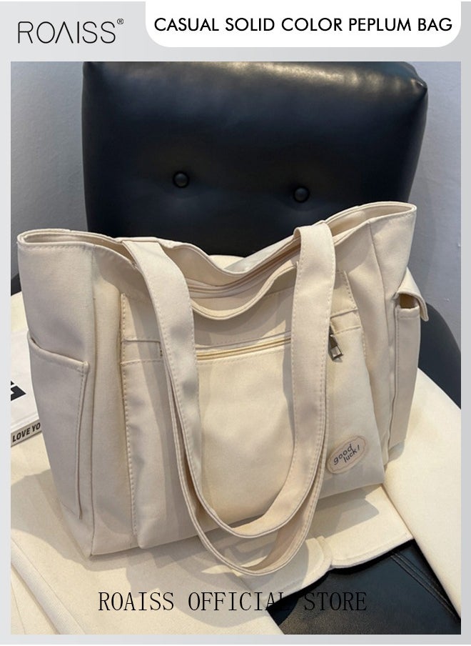 roaiss - Women's Canvas Bag Large Capacity One Shoulder Messenger Tote Bag Casual Solid Color Versatile Work Commuting - Image 1