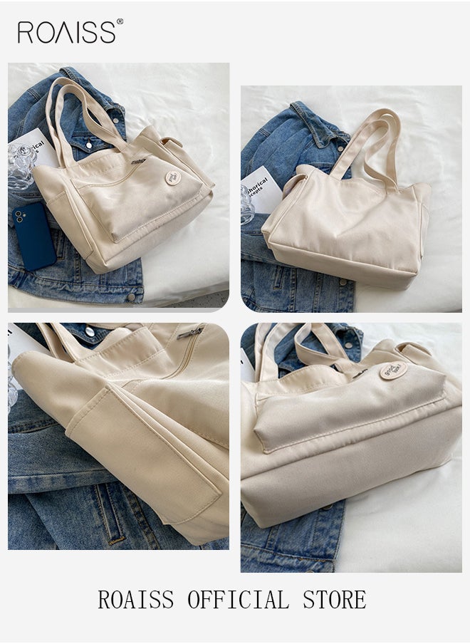 roaiss - Women's Canvas Bag Large Capacity One Shoulder Messenger Tote Bag Casual Solid Color Versatile Work Commuting - Image 1