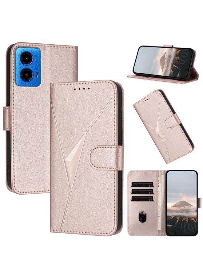 S-TOP Case For Motorola Moto G45 Triangle Pattern Buckle Clasp Leather Phone Case - Image 1