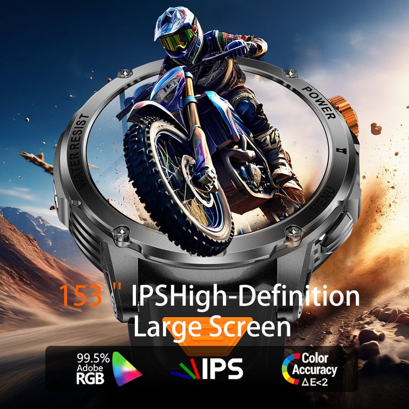 SACOSDING Militrary Smart Watch for Men,1.53" HD/1000mAh Battery Smart watches for Android/iOS (Bluetooth Call Answer/Calls)Fitness Tracker,100+ Sports/LED Flashlight/IP68 Waterproof/Sleep Tracker Smartwatch - Image 2