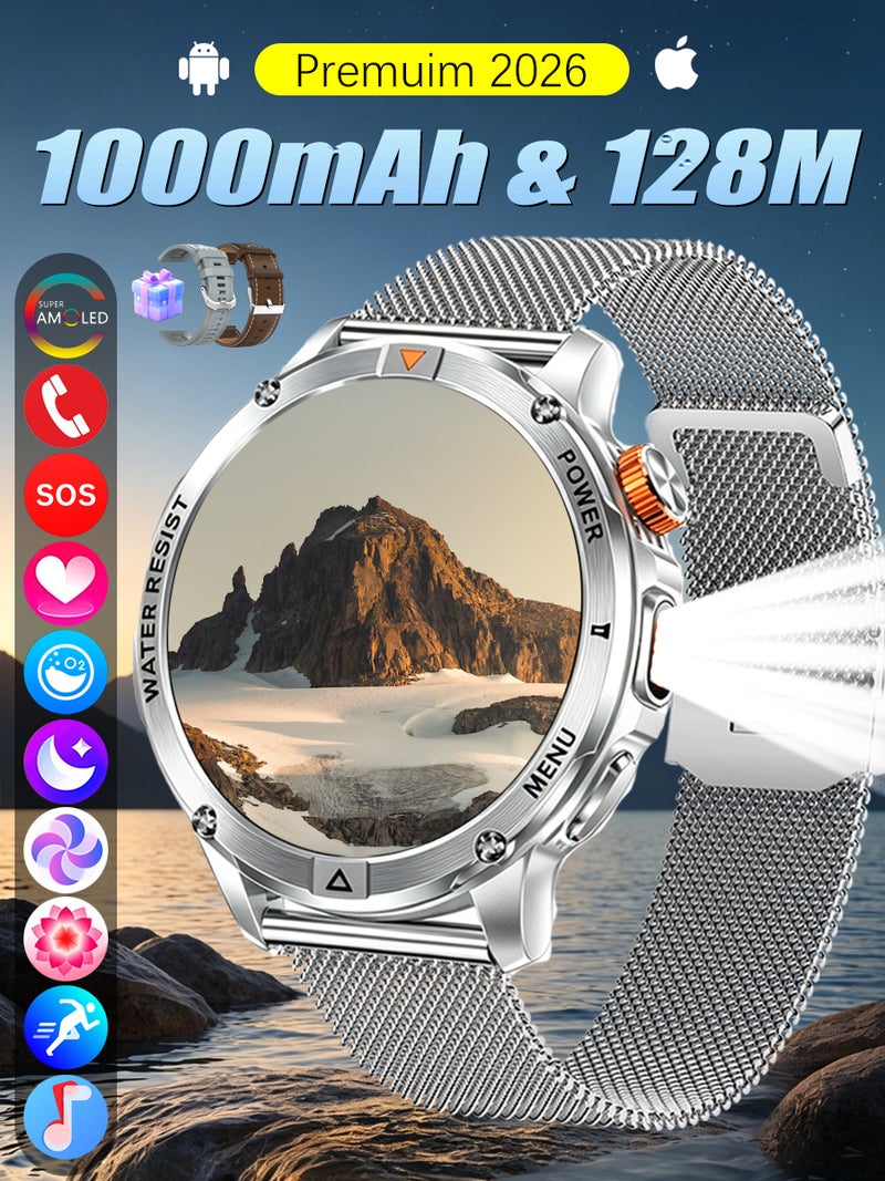 SACOSDING Militrary Smart Watch for Men,1.53" HD/1000mAh Battery Smart watches for Android/iOS (Bluetooth Call Answer/Calls)Fitness Tracker,100+ Sports/LED Flashlight/IP68 Waterproof/Sleep Tracker Smartwatch - Image 1
