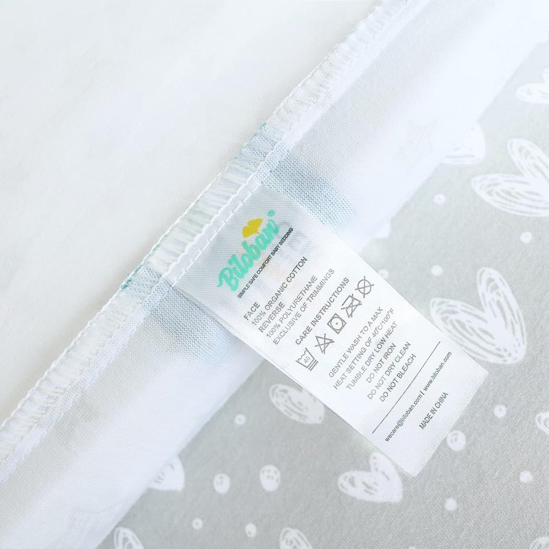 Biloban Waterproof Pack n Play Fitted Sheets 2 Pack,100% Cotton Mini Crib Mattress Cover Protector 38" X 25" Fits for Baby Playpen/Playard Mattress, Portable Crib Sheet, White & Grey Star Print - Image 4