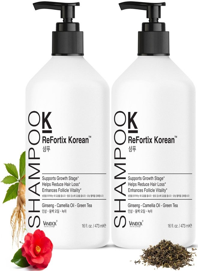 VANIDOX ReFortix Korean Shampoo and Conditioner Set, Enriched with Ginseng, Green Tea, and Camellia Oil, Supports Growth Stage and Helps Reduce Hair Loss for Stronger Hair (16 fl oz each) - Image 1