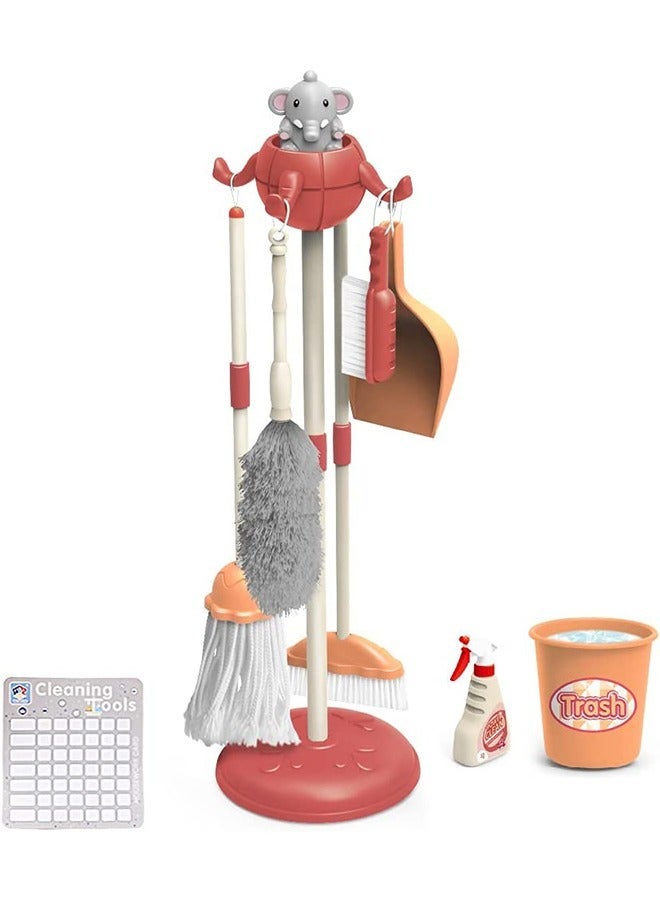 Household Cleaning Pretend Play Toy with  Accessories Included Toddler Cleaning Set for Kids Pretend Play Cleaning Tools (Pink) - Image 1