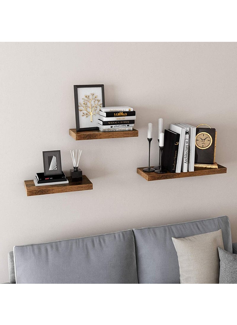 VASAGLE LWS24BX Floating Wall Shelf for Photos, Decorations - Rustic Brown