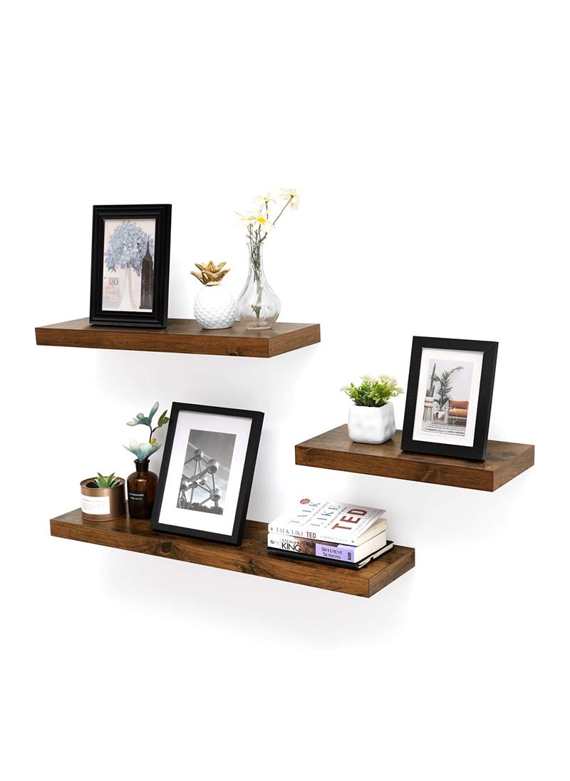 VASAGLE LWS24BX Floating Wall Shelf for Photos, Decorations - Rustic Brown