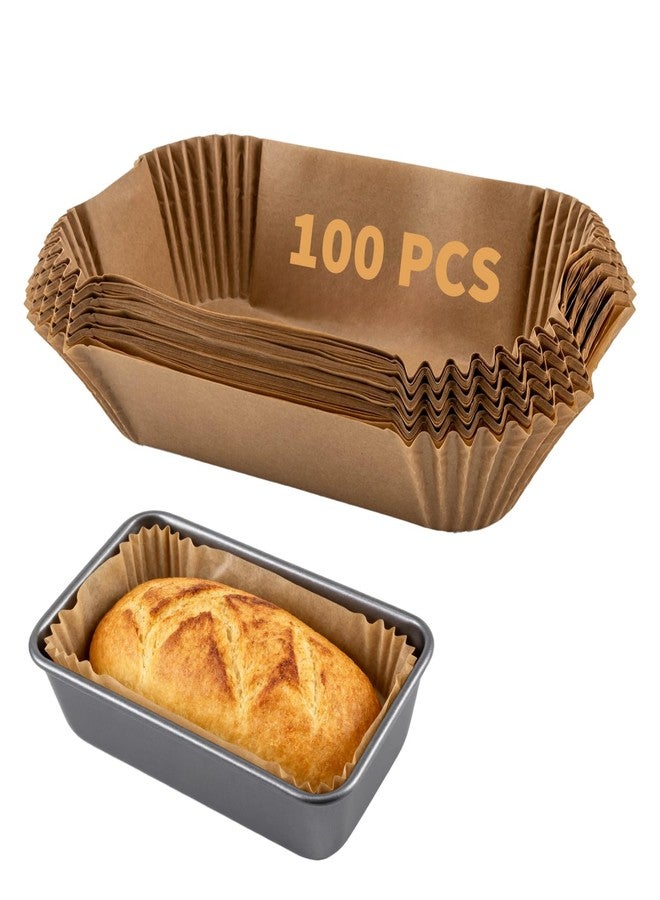 Fevbcnrj 100 Pcs Loaf Pan Liners for Baking Bread 9x5 Inch, Disposable Non-Stick Bread Pan Liners, Pre Formed Rectangle Parchment Paper, Perfect for Baking Banana Bread, Cakes, Sourdough Bread(Brown) - Image 1