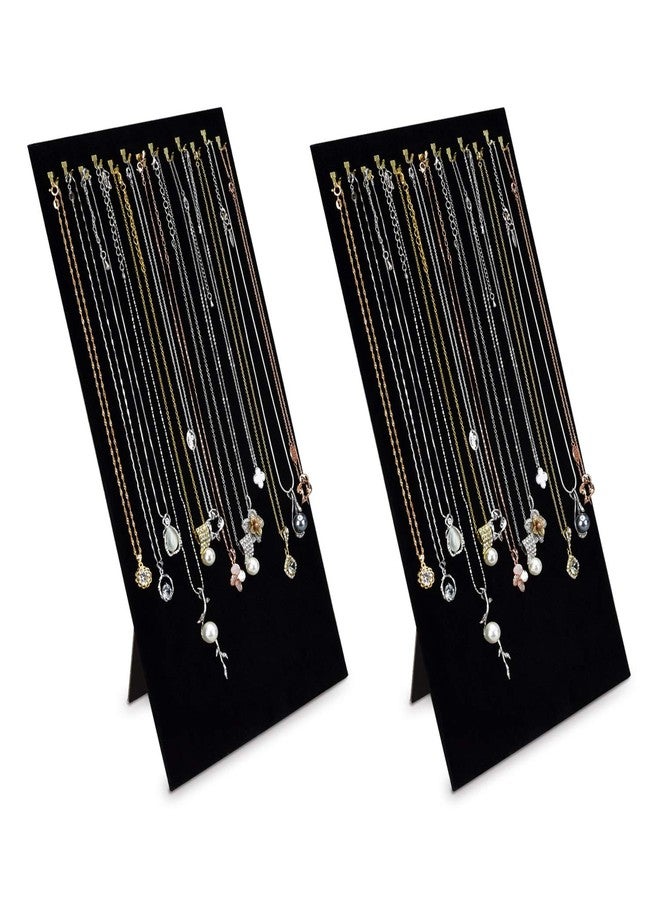 MOOCA 2 Pcs Set Lightweight Premium Black Velvet Chain Display with Easel Necklace Display Stand, Jewelry Storage Holder for Chain Long Necklace, 7 5/8 W x 14 1/8 H in, Black Velvet - Image 1