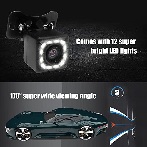 QUICTO Car Backup Camera, Waterproof Ultra HD 12 LED Night Vision Rear View Camera, 170° Wide View Angle Long License Plate Frame Camera, Universal Cars, SUV, Trucks, RV - Image 4
