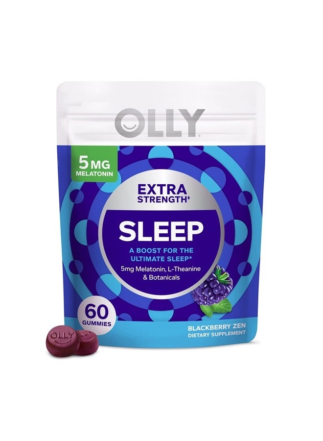 OLLY Extra Strength Sleep Gummy, Occasional Sleep Support, 5 mg Melatonin, L-Theanine, Chamomile, Lemon Balm, Sleep Aid, Blackberry - 60 Count - Image 1