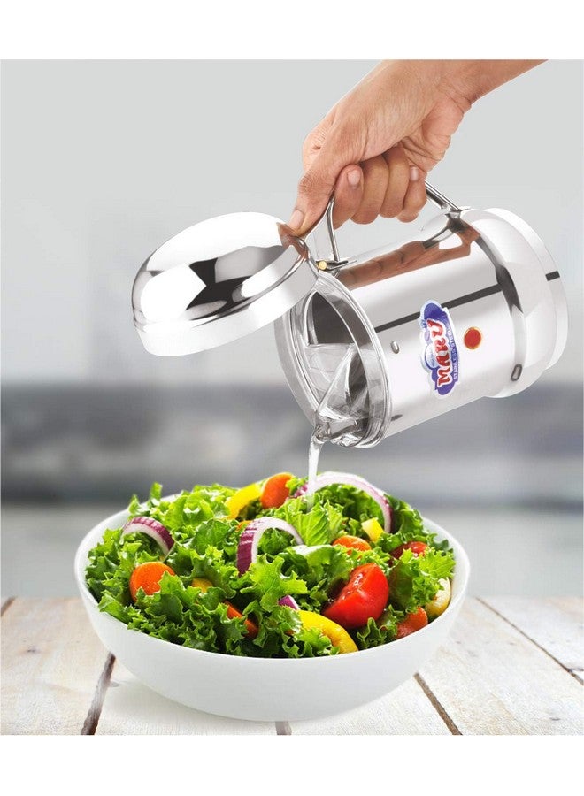 MARU موزع زيت مارو من الفولاذ المقاوم للصدأ للمطبخ - وعاء زيت متين للمطبخ مع مقبض، مثالي للطهي موزع زيت مثالي للاستخدام اليومي 1000 مل - Image 3