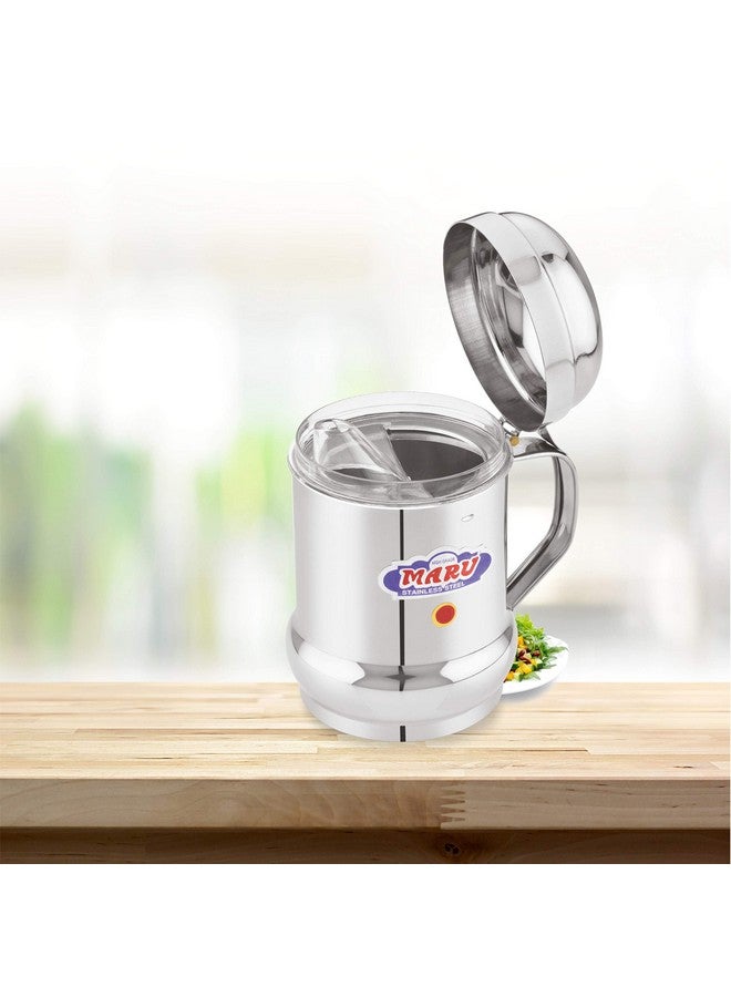 MARU موزع زيت مارو من الفولاذ المقاوم للصدأ للمطبخ - وعاء زيت متين للمطبخ مع مقبض، مثالي للطهي موزع زيت مثالي للاستخدام اليومي 1000 مل - Image 2