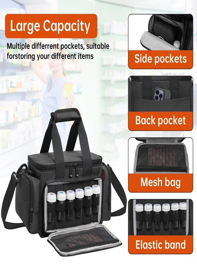 OUUTMEE Medicine Storage Bag, Pill Bottle Organizer with Portable Small Pouch, Medication Bottle Organizer Empty with Shoulder Strap for Home Storage and Travel - Image 3