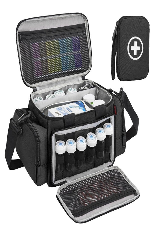 OUUTMEE Medicine Storage Bag, Pill Bottle Organizer with Portable Small Pouch, Medication Bottle Organizer Empty with Shoulder Strap for Home Storage and Travel - Image 1