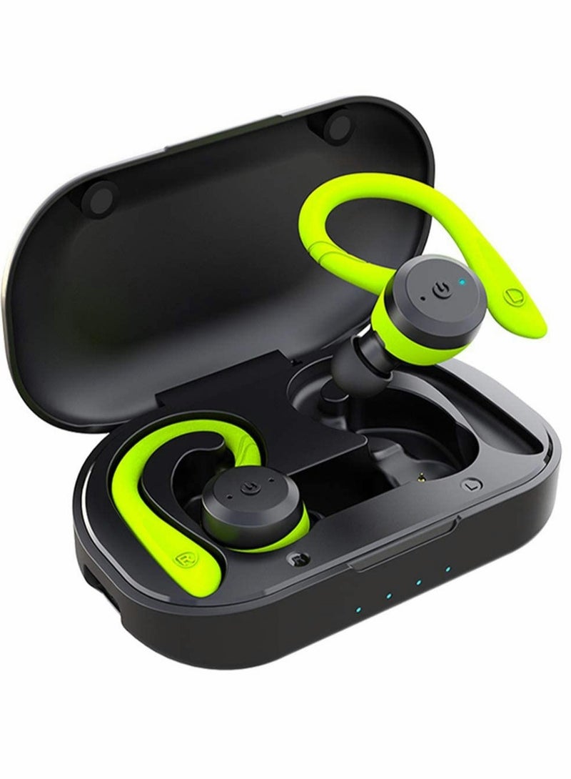 SOLARAE Sport Bluetooth Headphones True Wireless Earbuds with Charging Case IPX7 Waterproof Premium HIFI Stereo Sound Earphones Built in Mic In Ear Headsets Deep Bass for Running Green - Image 1