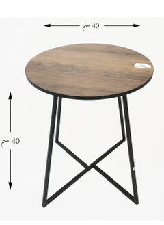 Living Modern brown wooden table, with black iron legs, 40X39 cm.  - Image 2