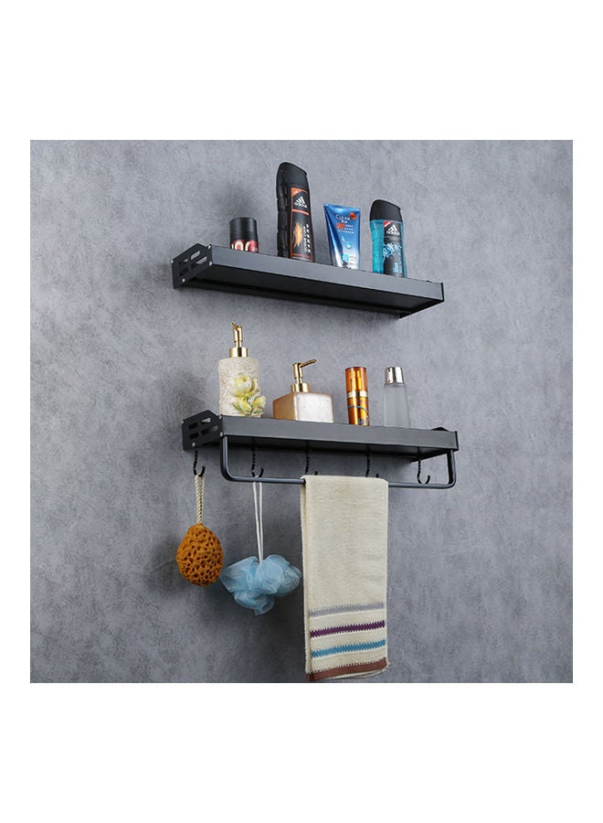Double Space Aluminum Bathroom Storage Shelf Black  - Image 1