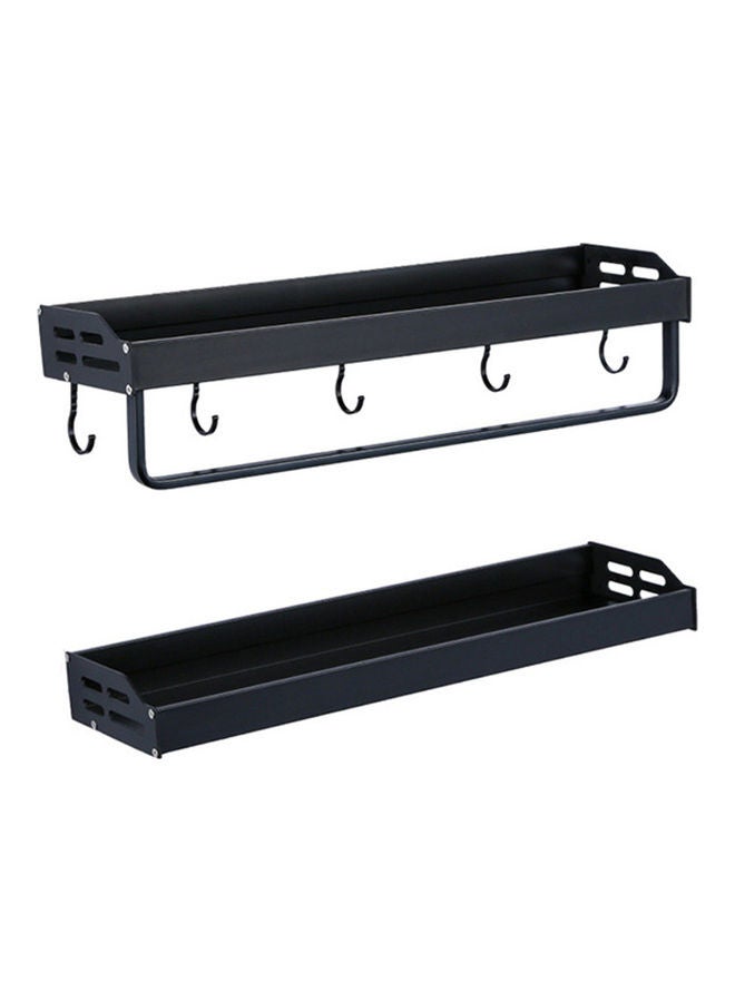 Double Space Aluminum Bathroom Storage Shelf Black  - Image 2