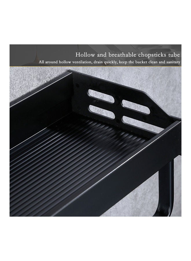 Double Space Aluminum Bathroom Storage Shelf Black  - Image 3