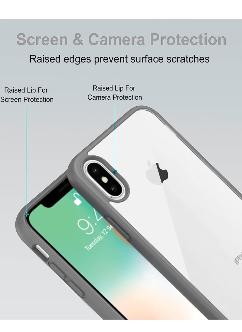 حافظة متوافقة مع iPhone XS Max، حافظة شفافة مقاومة للصدمات مصنوعة من مادة البولي كربونات الصلبة + سيليكون ناعم [غير مصفر] حافظة شفافة رفيعة واقية للهاتف (رمادى غامق)