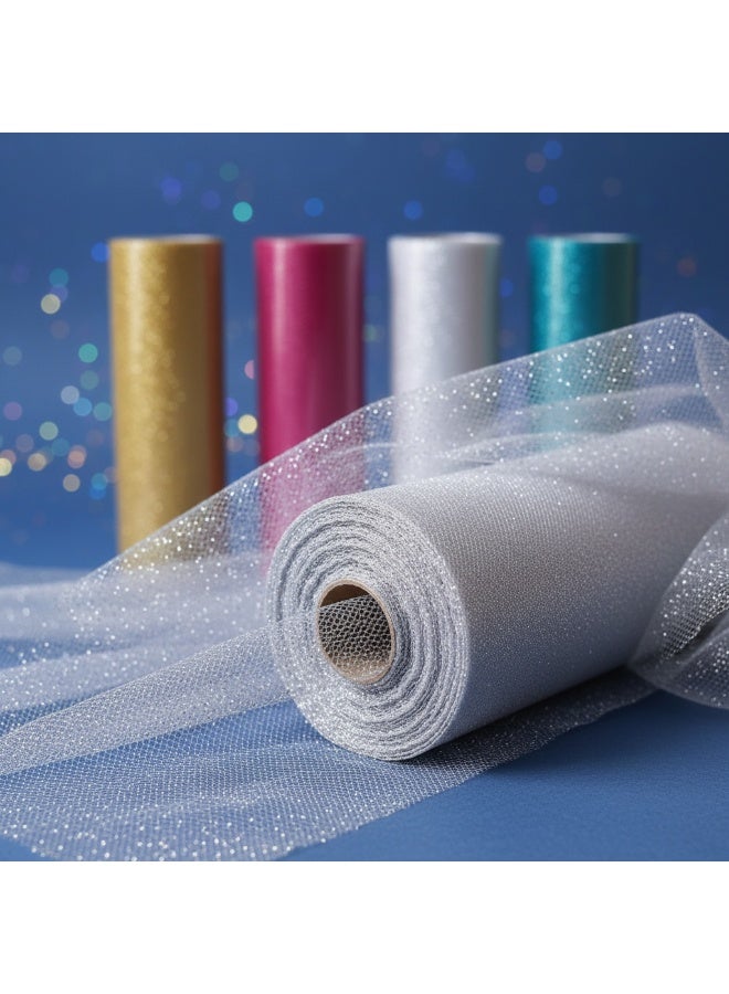 Glitter Mesh Tulle Ribbon Set for Decoration – 3 Rolls of Glitter Fabric for Gift Wrapping, Party & Wedding Decorations – 274 x 15.2 cm - Image 2