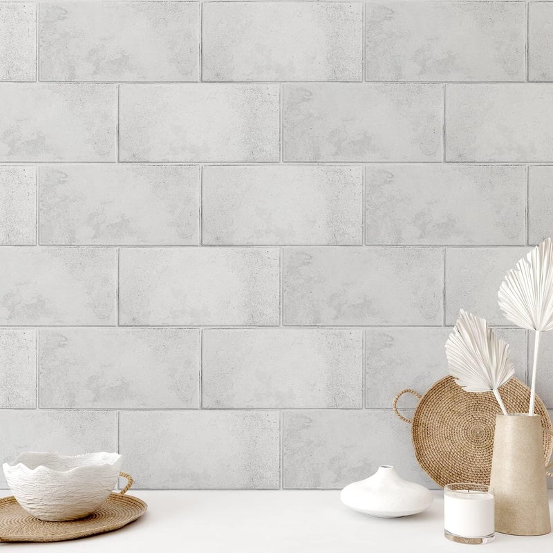 Alwayspon Vinyl Floor Tile Stickers, Non-Slip Self-Adhesive Backing, Tile Stickers for Kitchen, Bathroom, Self-Adhesive Peel and Stick, PVC DIY, White Stone, 30 x 15 cm x 12 Pieces - Image 3