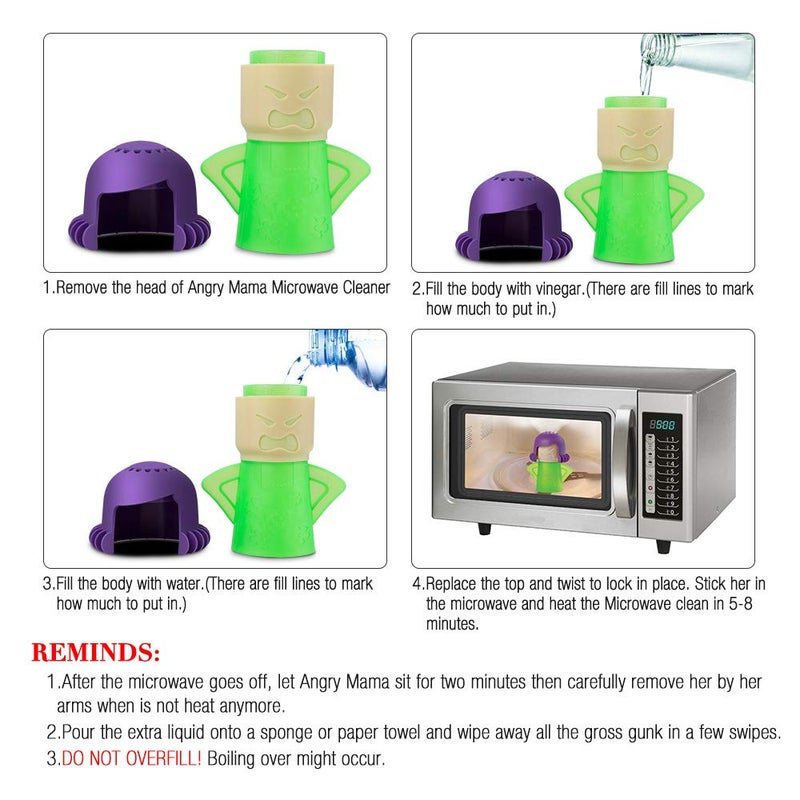 TOPIST Angry Mama Microwave Cleaner Angry Mom Microwave Oven Steam Cleaner and Disinfects With Vinegar and Water for Kitchens, Steamer Cleaning Equipment Cleans the Crud in Minutes (Blue) - Image 5