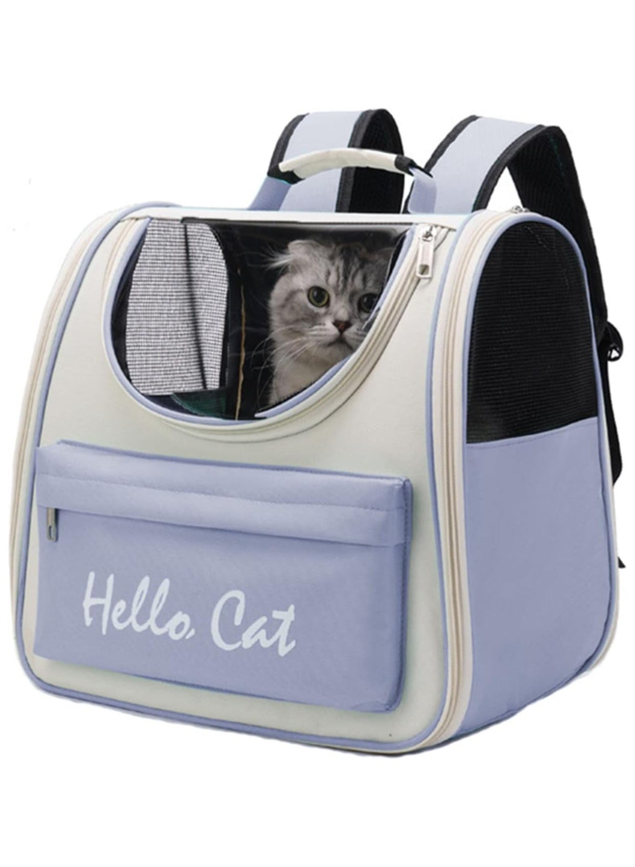 Cat Backpack for Carrying Cats, Ventilated Mesh Travel Bag for Small Dog and Pet,Pet Carrier Backpack for Hiking Walking Hiking Camping Outdoor Use (Blue)