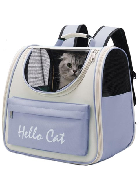 Cat Backpack for Carrying Cats, Ventilated Mesh Travel Bag for Small Dog and Pet,Pet Carrier Backpack for Hiking Walking Hiking Camping Outdoor Use (Blue)