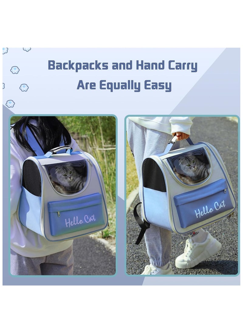 MileMelo Cat Backpack for Carrying Cats, Ventilated Mesh Travel Bag for Small Dog and Pet,Pet Carrier Backpack for Hiking Walking Hiking Camping Outdoor Use (Blue)  - Image 4