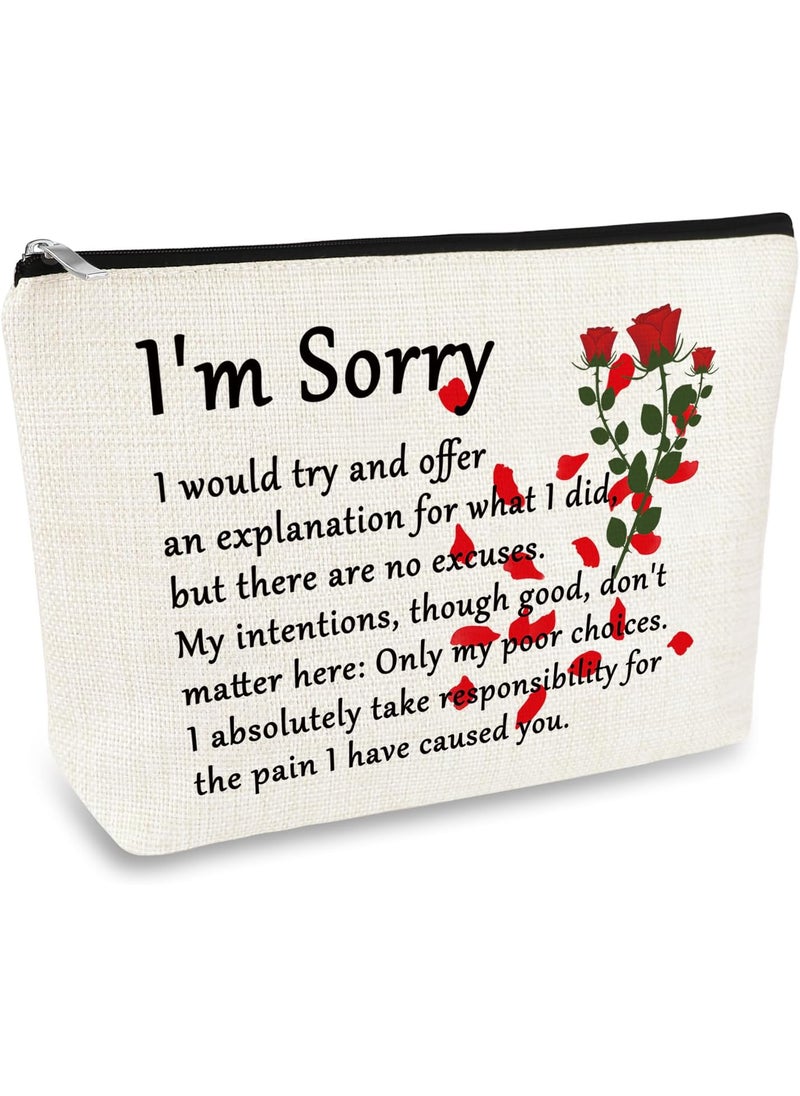 Mikela Sorry Gift for Girlfriend Makeup Bag for Her Apology Gift for Girlfriend Wife Best Friend Sorry Gifts Cosmetic Bag I'm Sorry Travel Makeup Pouch Forgive Me Gifts for Women Apologizing Gifts 